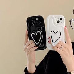 Chic Heart Stand Matching iPhone Case