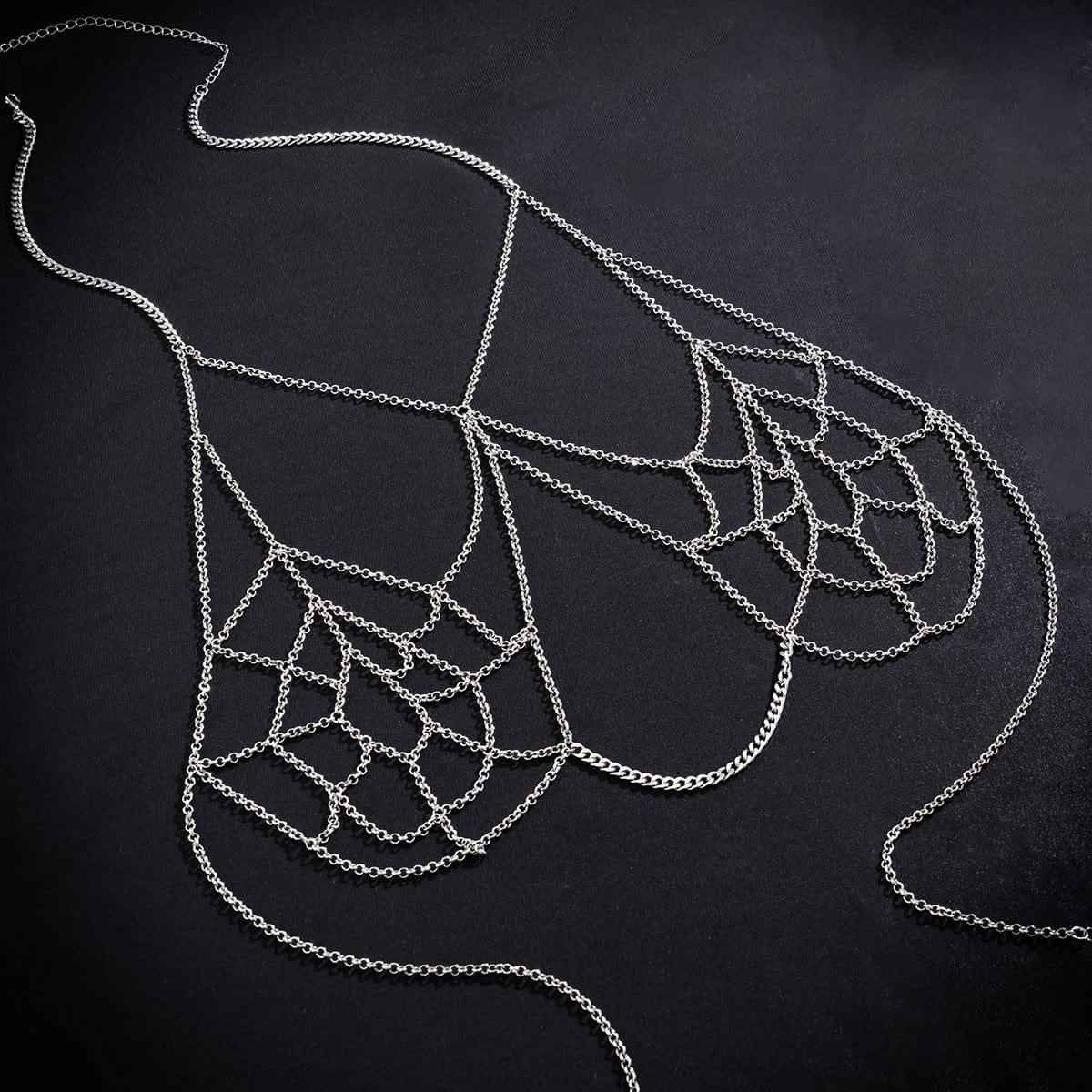 Chic Hollowed-Out Cobweb Necklace Chain Bra Set