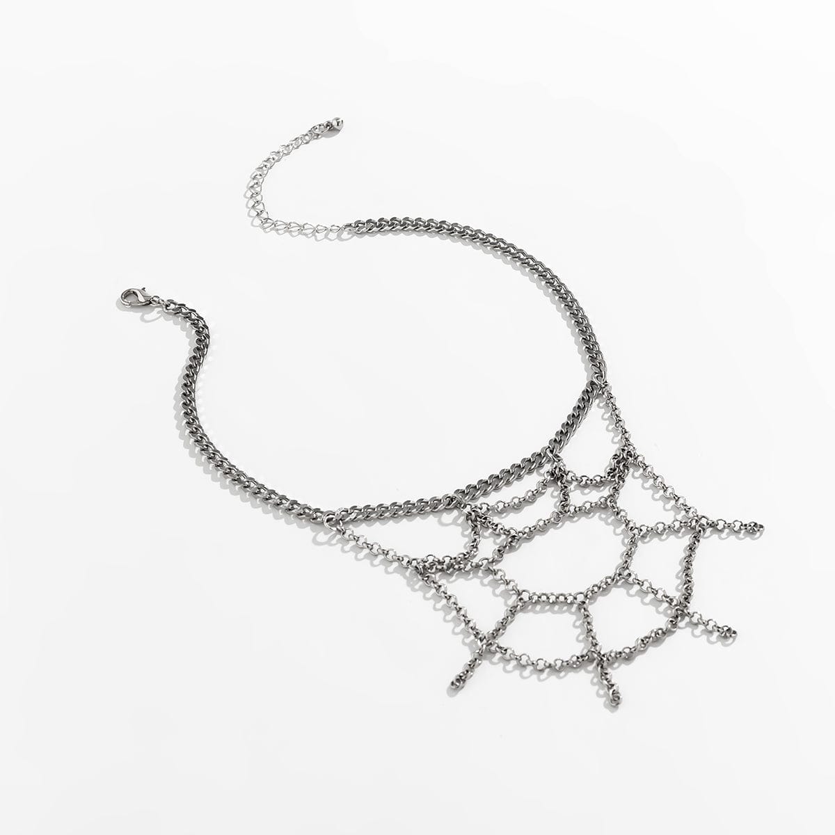 Chic Hollowed-Out Cobweb Necklace Chain Bra Set