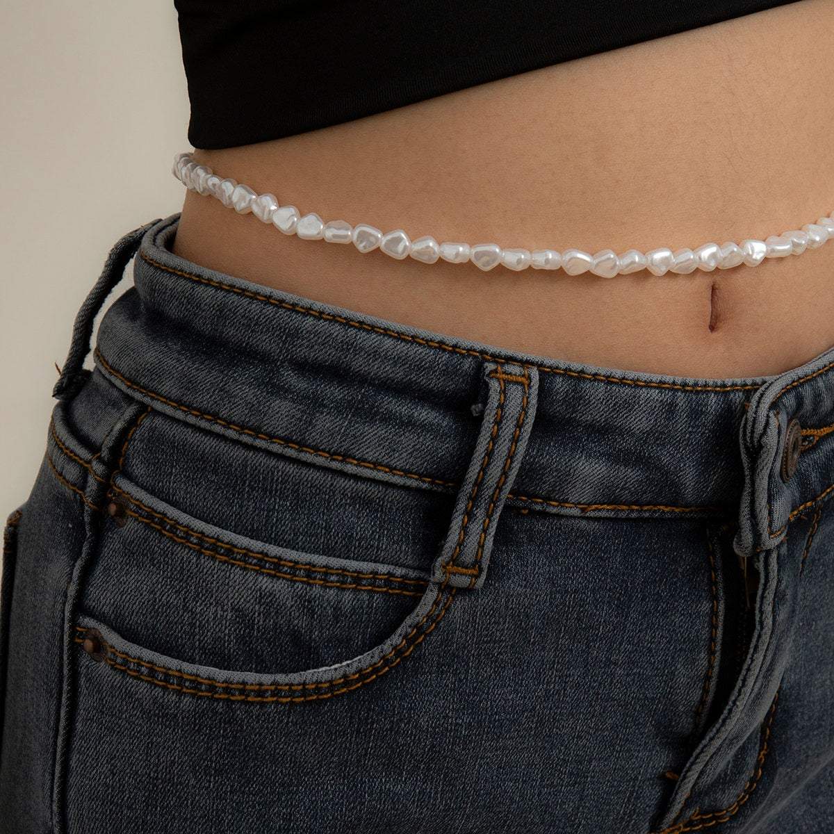 Chic Irregular Pearl Waist Chain