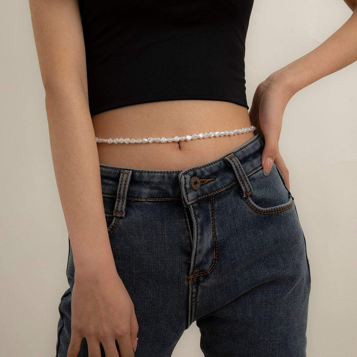 Chic Irregular Pearl Waist Chain