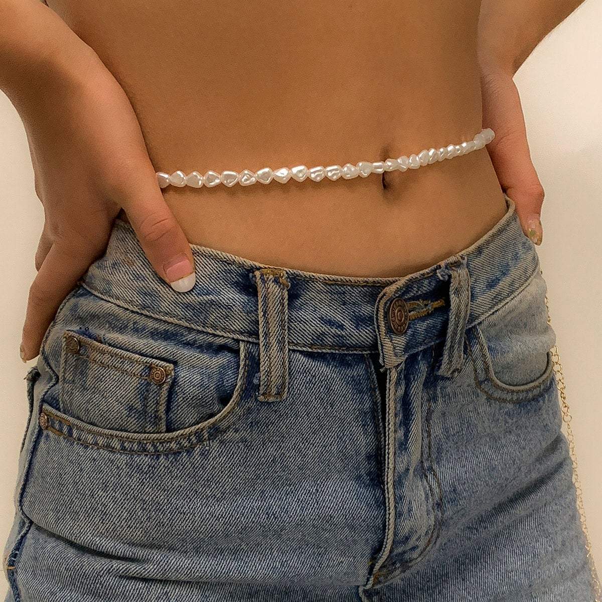 Chic Irregular Pearl Waist Chain