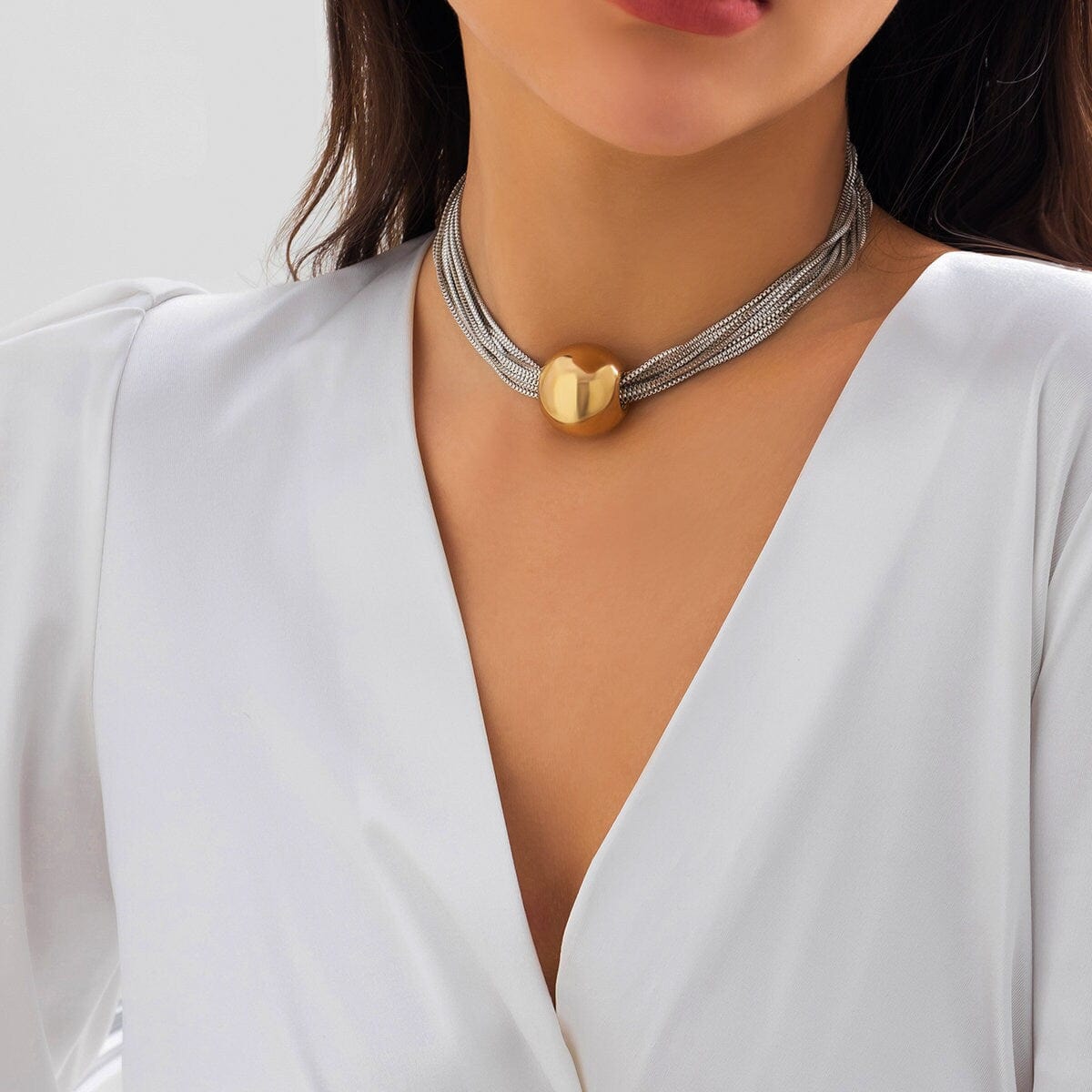 Chic Layered Chunky Ball Charm Collar Choker