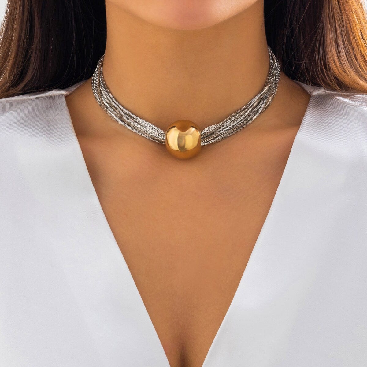 Chic Layered Chunky Ball Charm Collar Choker