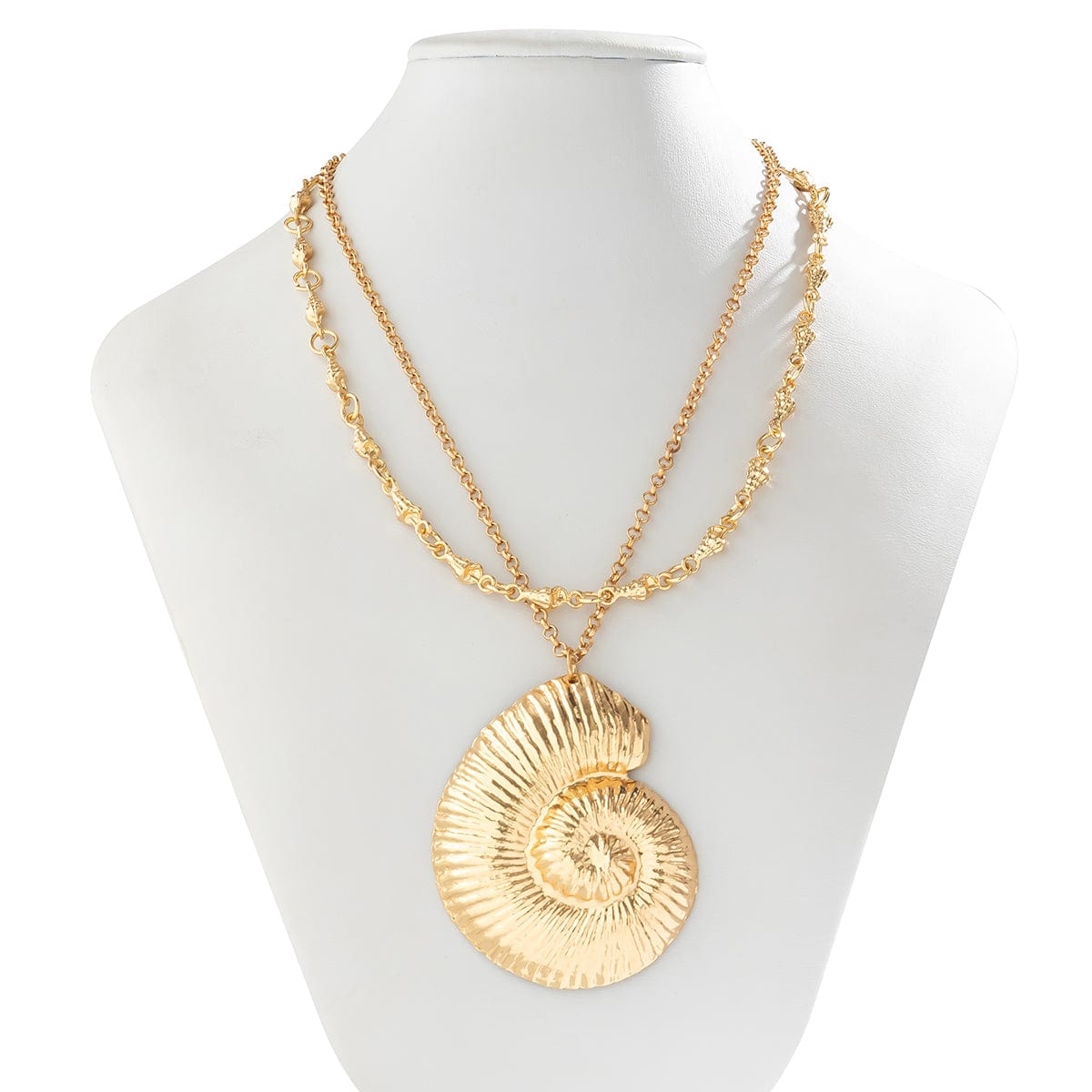 Chic Layered Chunky Conch Shell Pendant Chain Necklace Set