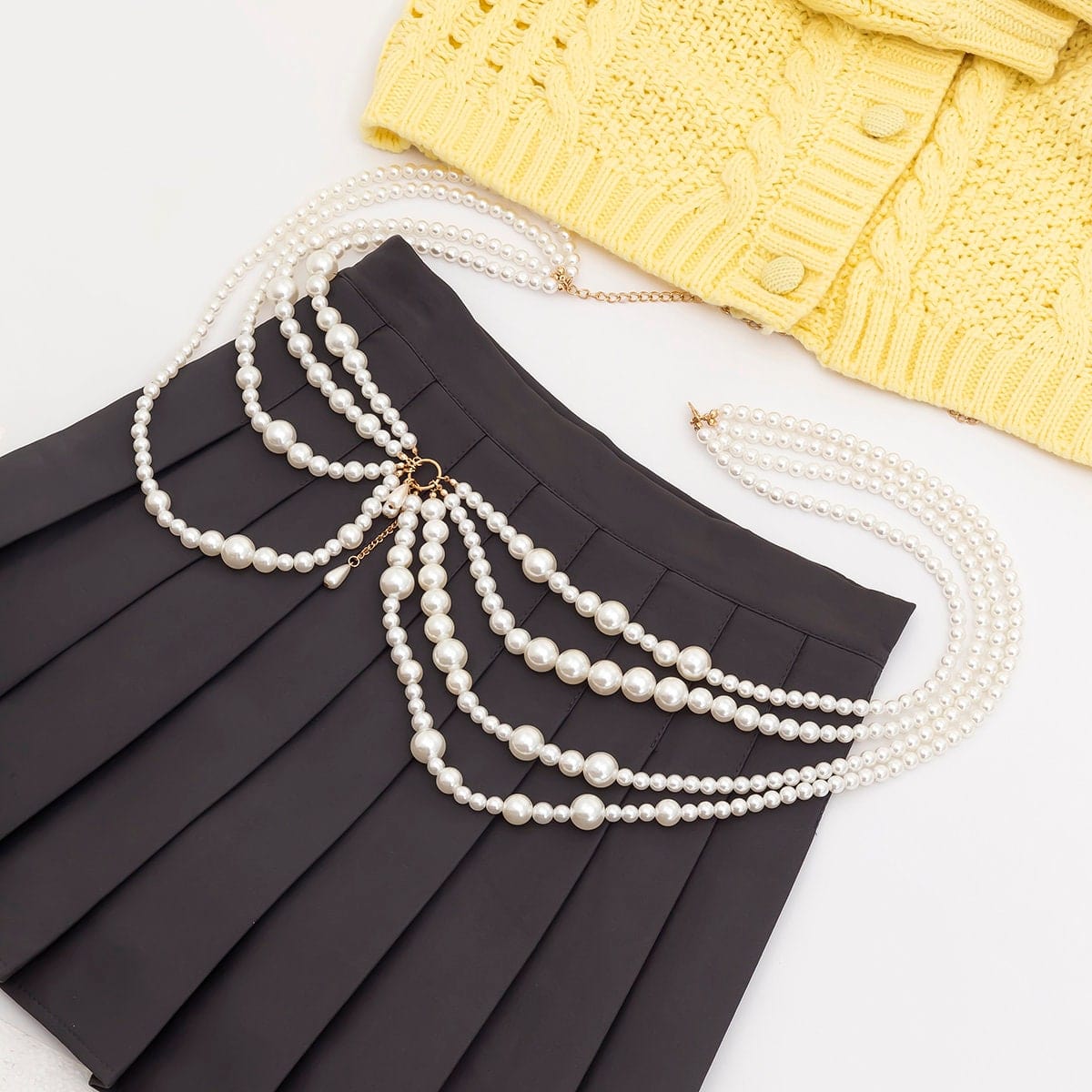 Chic Layered Chunky Pearl Waist Chain