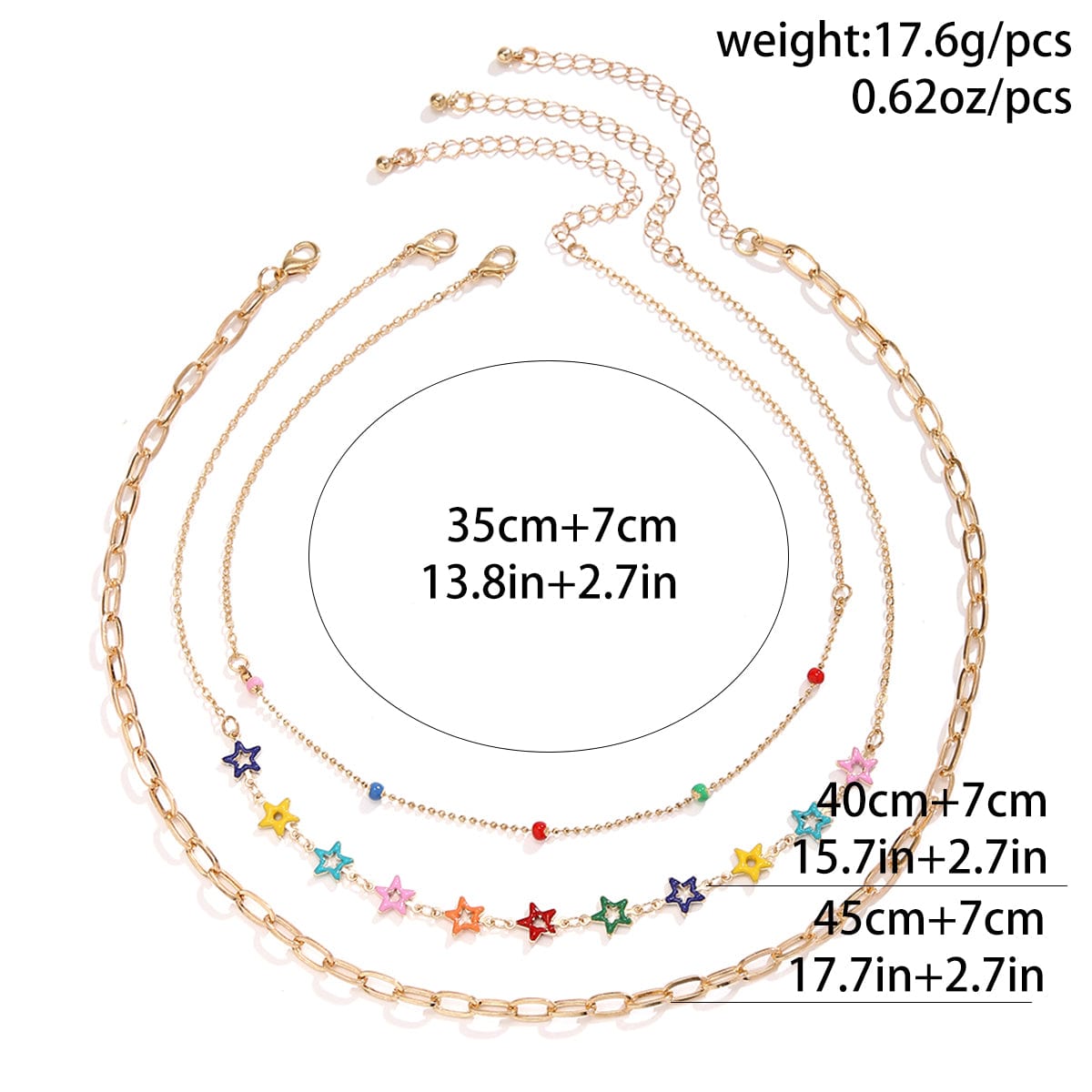 Chic Layered Colorful Enamel Star Chain Choker Necklace Set