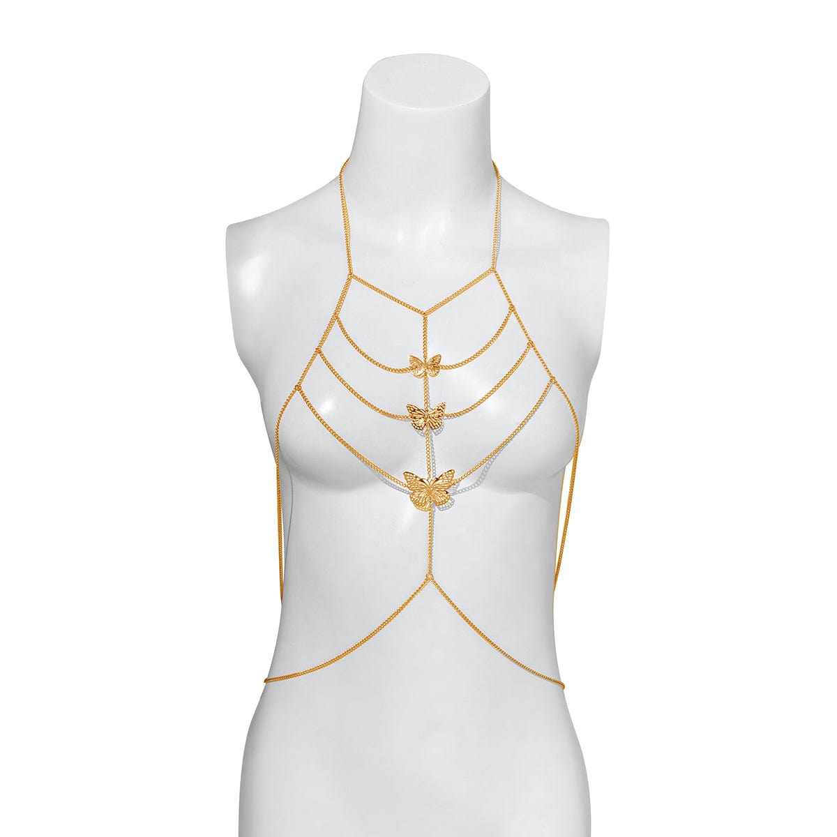 Chic Layered Gold Silver Tone Butterfly Body Chain Bra