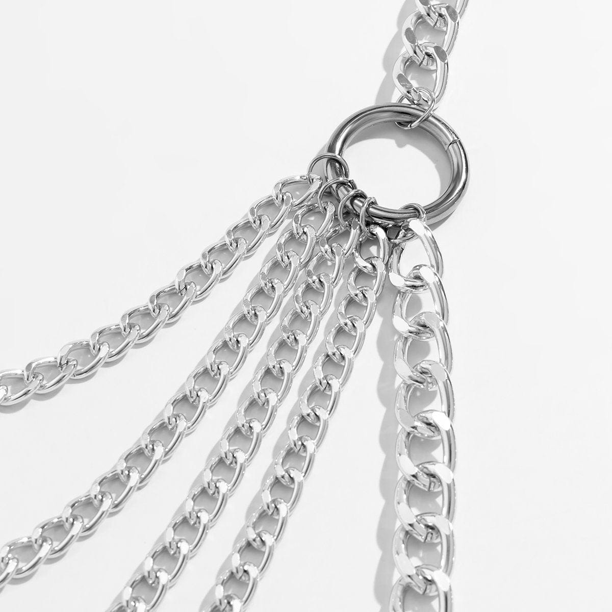 Chic Layered Silver Tone Body Chain Harness