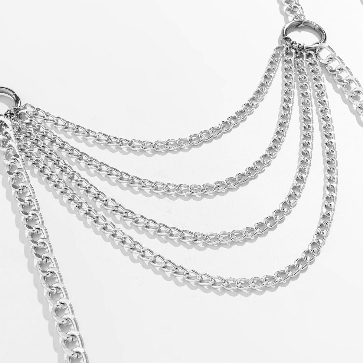 Chic Layered Silver Tone Body Chain Harness