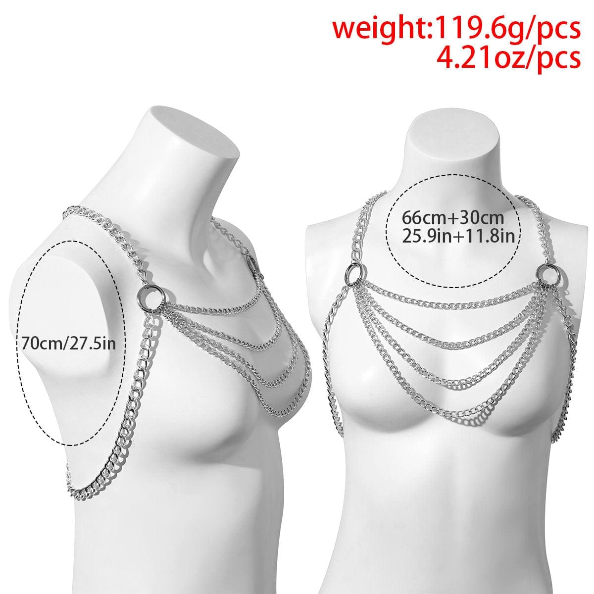 Chic Layered Silver Tone Body Chain Harness