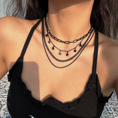 Chic Layered Star Tassel Chain Necklace Set