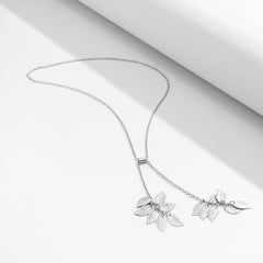 Chic Leaf Pearl Tassel Cable Chain Y Necklace