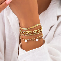 Chic Pearl Charm Stackable Bracelet Set