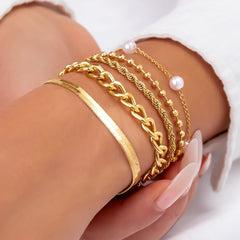 Chic Pearl Charm Stackable Bracelet Set