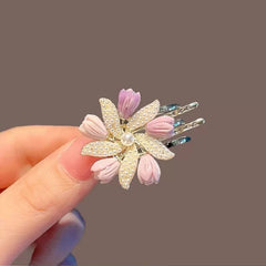 Chic Pearl Inlaid Flower Claw Clip Hair Clip