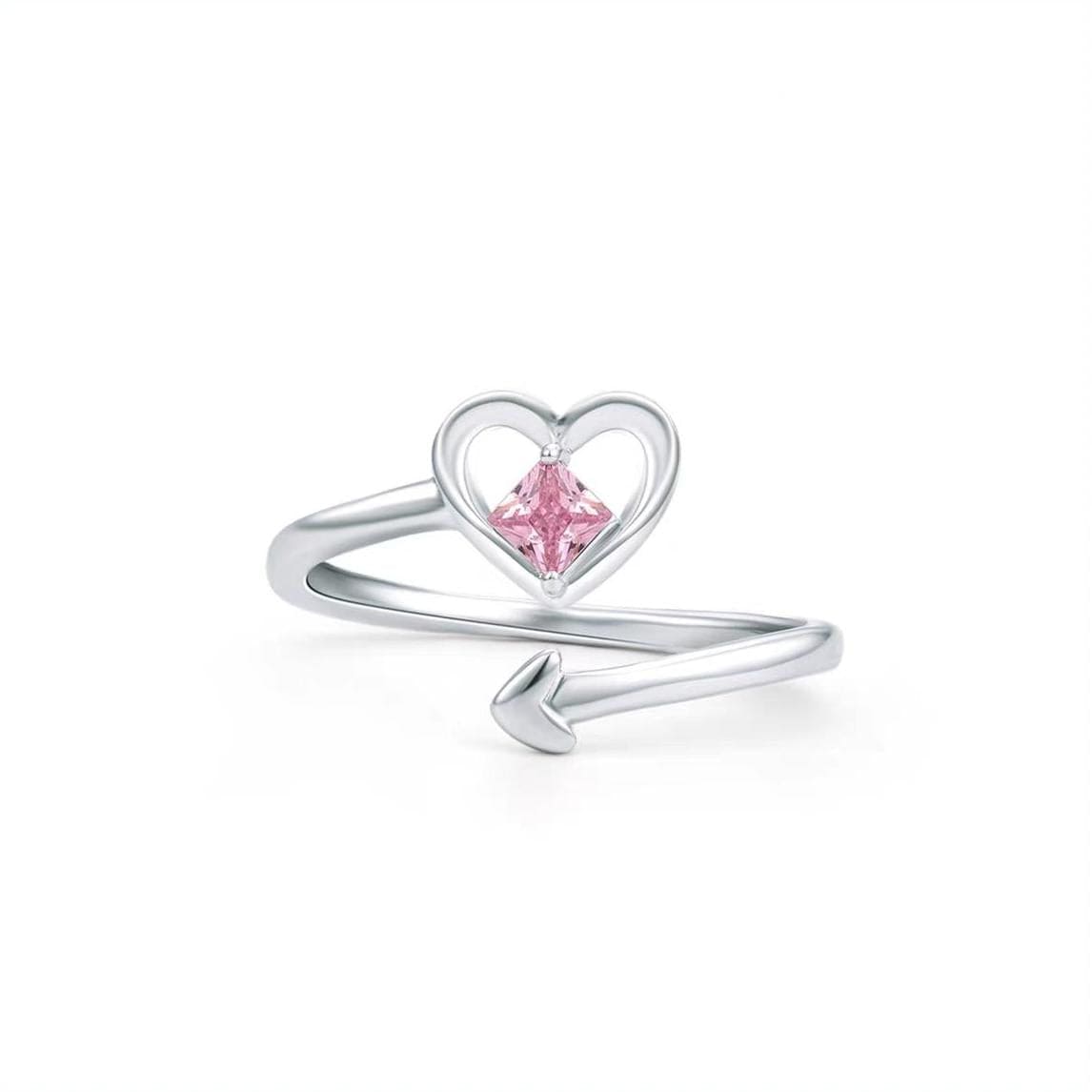 Chic Pink Crystal Devil Heart Ring