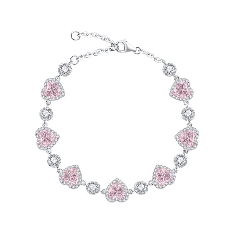 Chic Pink Crystal Heart Bracelet