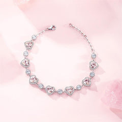 Chic Pink Crystal Heart Bracelet