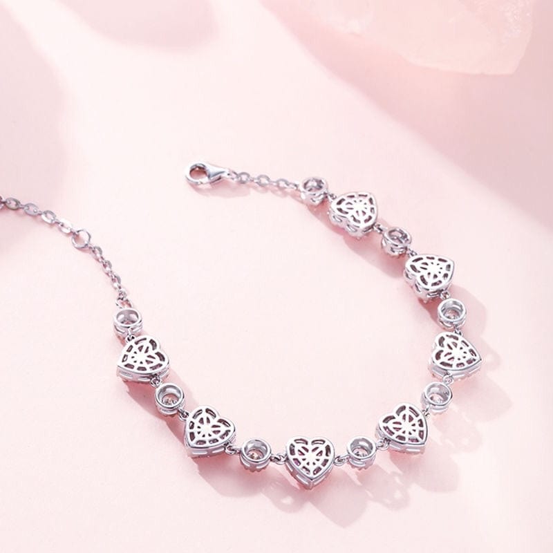 Chic Pink Crystal Heart Bracelet