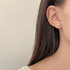 Chic Pink Crystal Heart Ear Wrap Stud Earrings