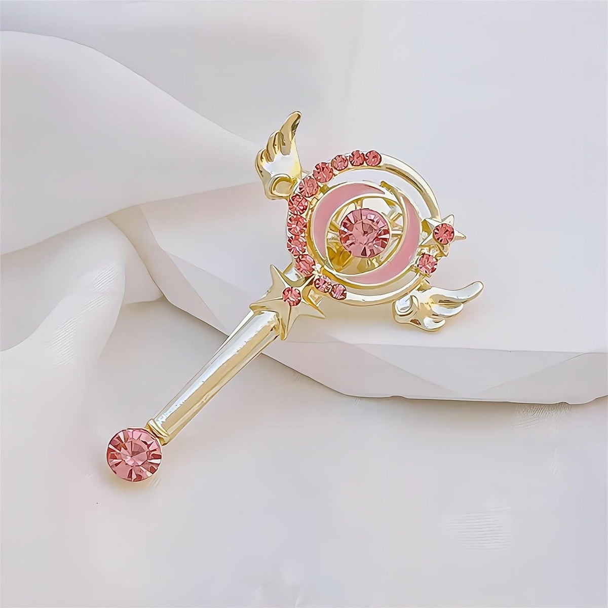 Chic Pink CZ Inlaid Sailor Moon Hair Clip