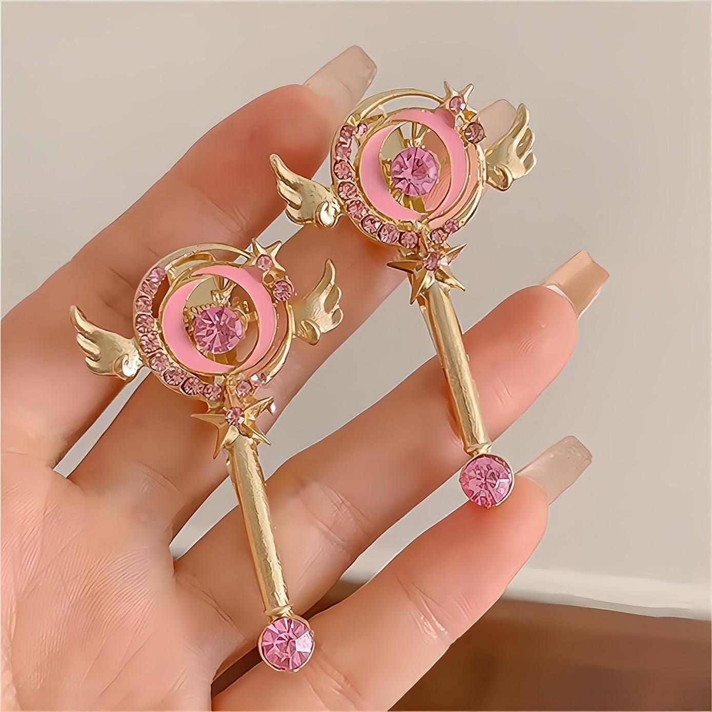 Chic Pink CZ Inlaid Sailor Moon Hair Clip