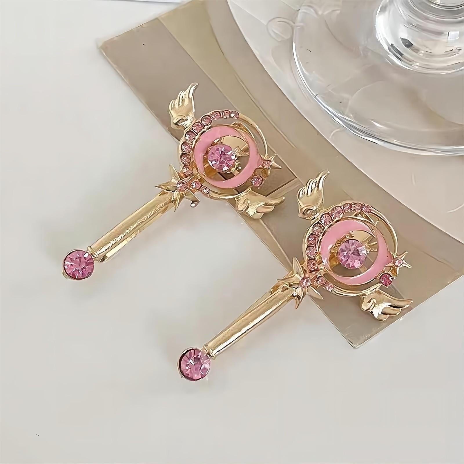 Chic Pink CZ Inlaid Sailor Moon Hair Clip