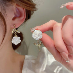 Chic Resin White Flower Dangle Earrings