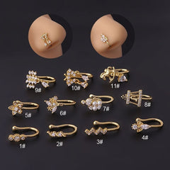 Chic Rhinestone Inlaid Non Piercing Nose Cuff Nose Ring