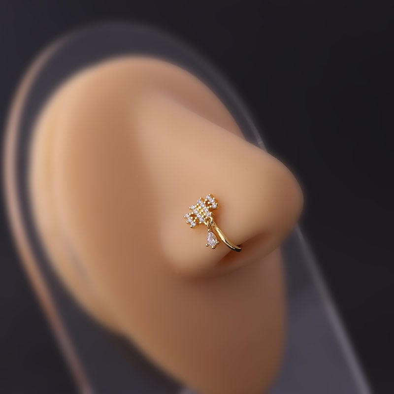 Chic Rhinestone Inlaid Non Piercing Nose Cuff Nose Ring