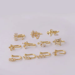 Chic Rhinestone Inlaid Non Piercing Nose Cuff Nose Ring