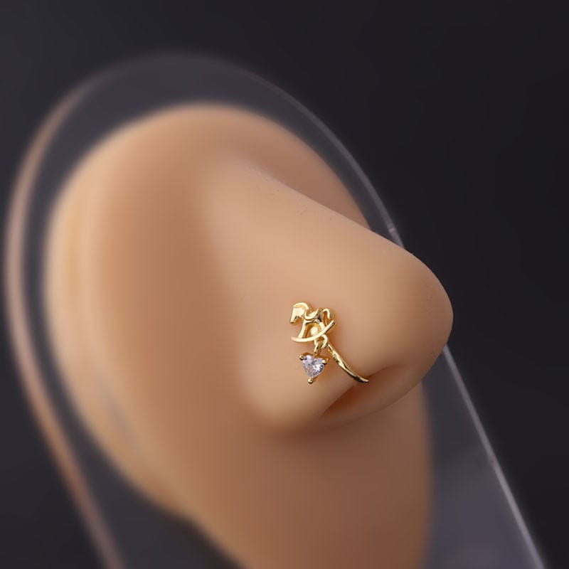 Chic Rhinestone Inlaid Non Piercing Nose Cuff Nose Ring