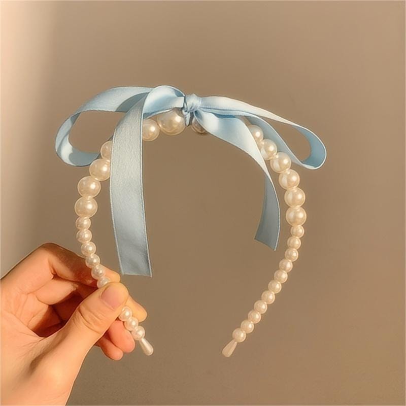 Chic Ribbon Pearl Hair Band