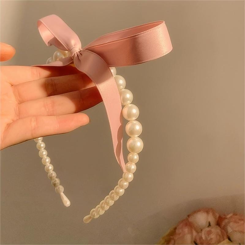 Chic Ribbon Pearl Hair Band