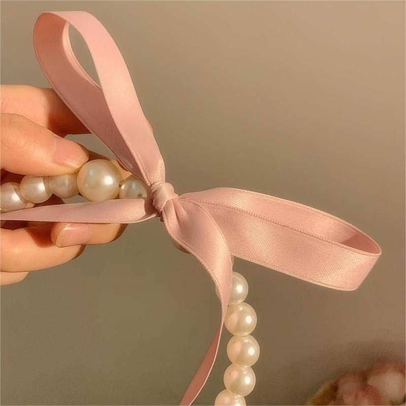 Chic Ribbon Pearl Hair Band