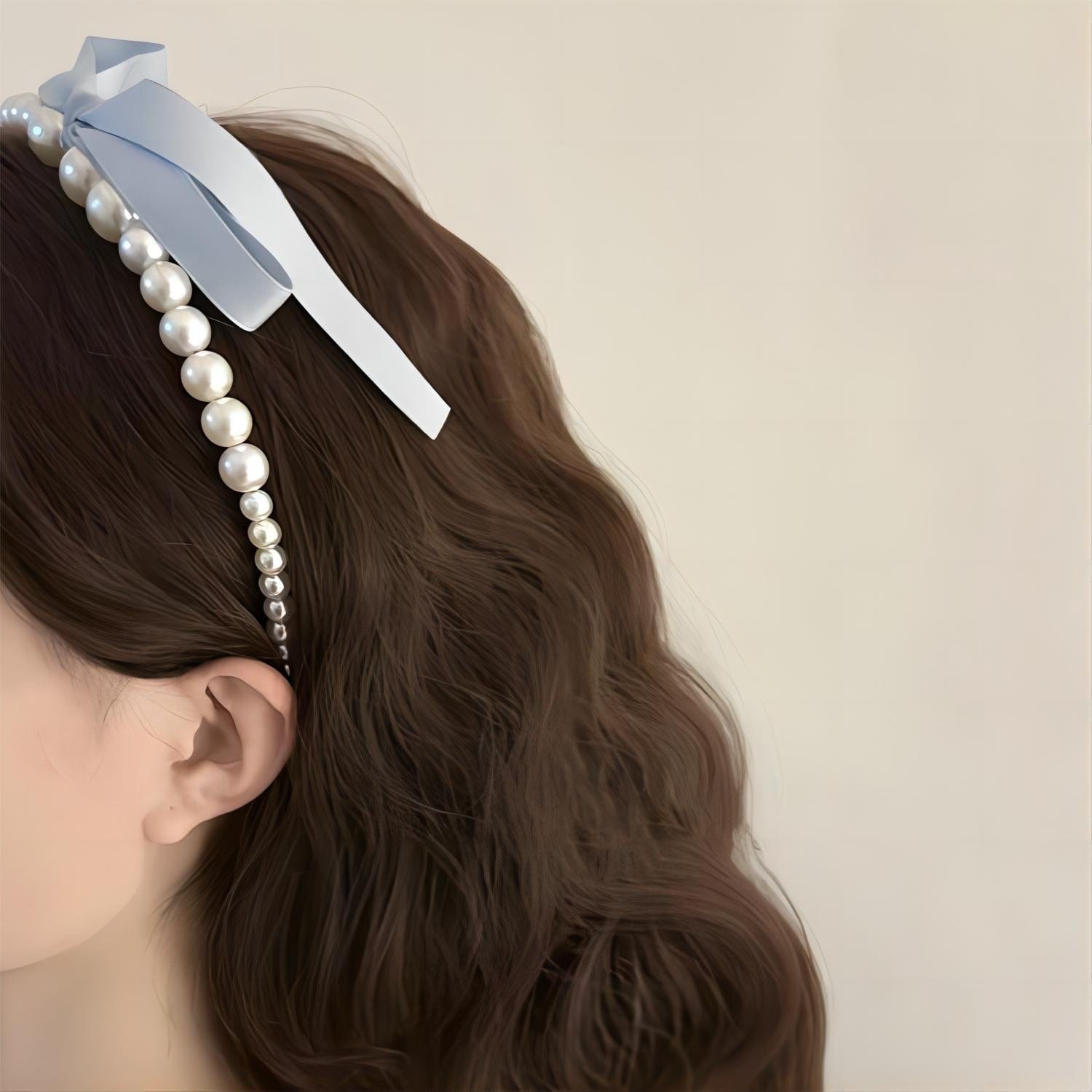 Chic Ribbon Pearl Hair Band