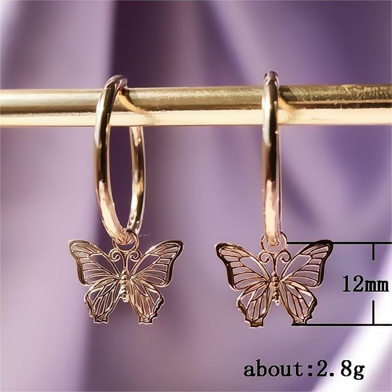 Chic Rose Gold Butterfly Hoop Earrings