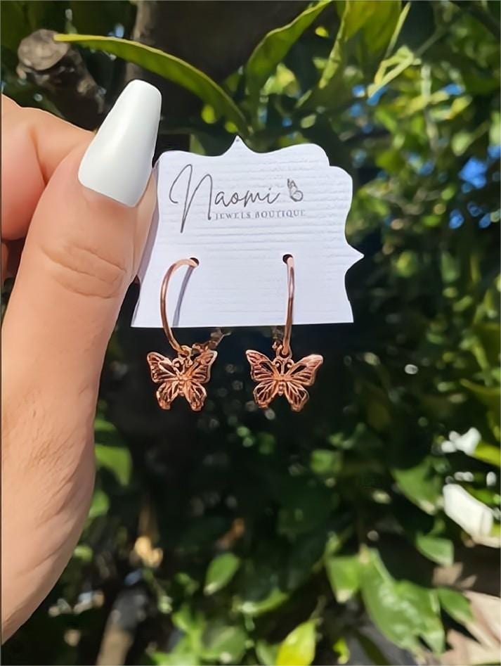 Chic Rose Gold Butterfly Hoop Earrings