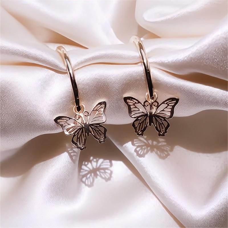 Chic Rose Gold Butterfly Hoop Earrings