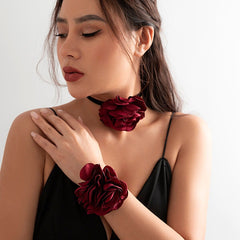 Chic Satin Flower Velvet Fabric Collar Choker