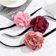 Chic Satin Flower Velvet Fabric Collar Choker