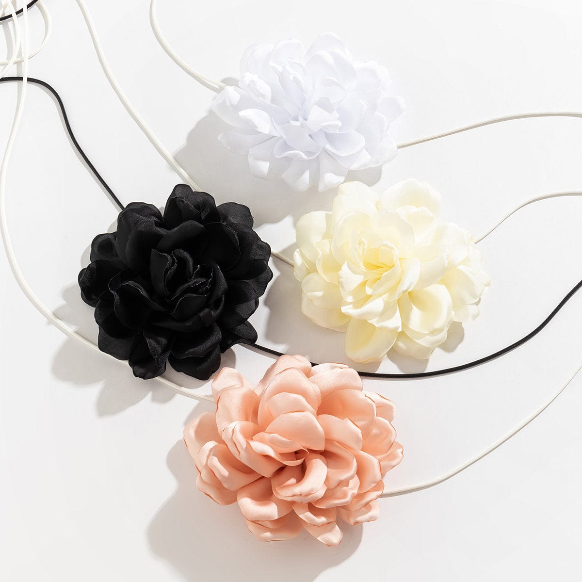 Chic Satin Flower Wax Cord Collar Choker