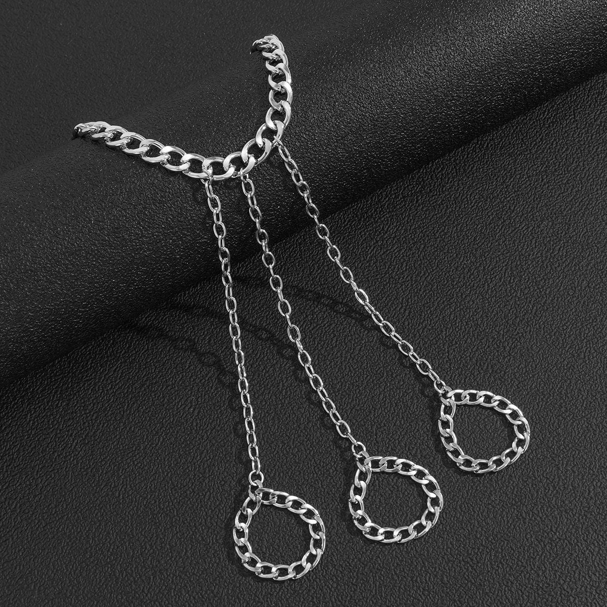 Chic Silver Tone Finger Ring Chain Bracelet