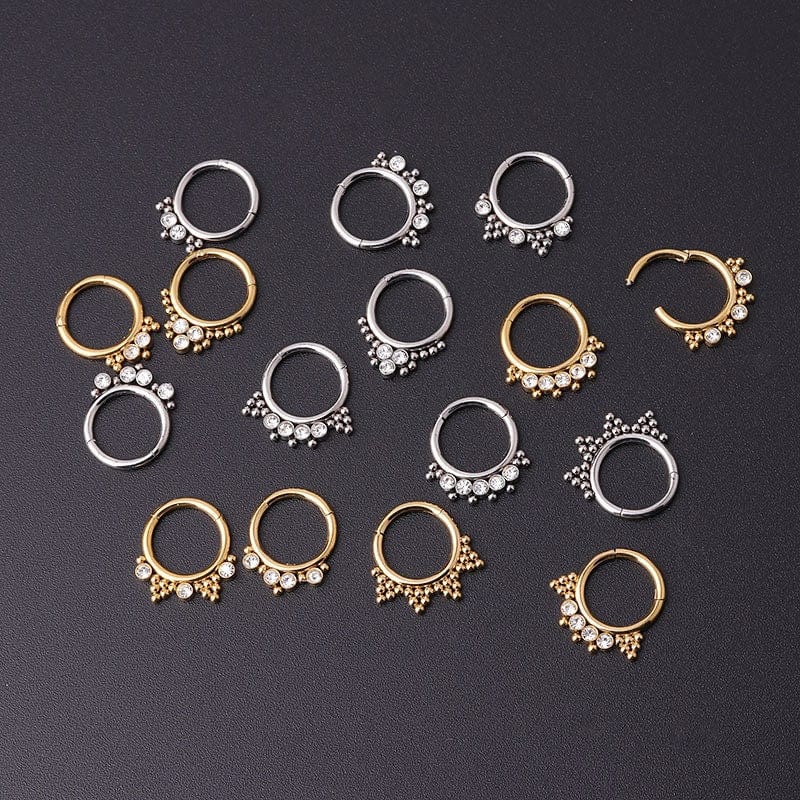 Chic Stainless Steel CZ Inlaid Nose Piercing Septum Ring Hoop