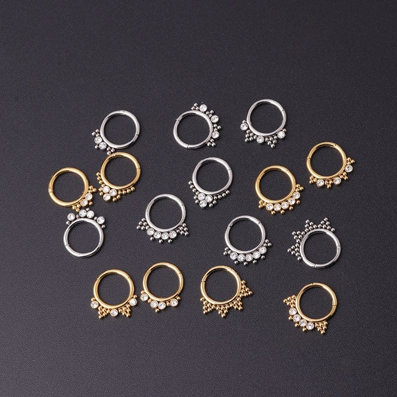 Chic Stainless Steel CZ Inlaid Nose Piercing Septum Ring Hoop