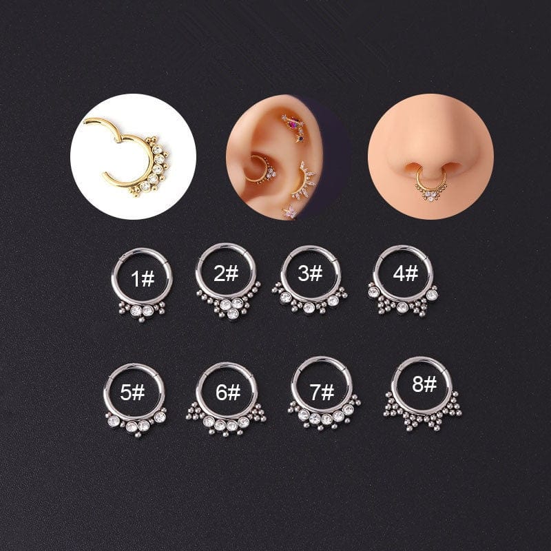 Chic Stainless Steel CZ Inlaid Nose Piercing Septum Ring Hoop