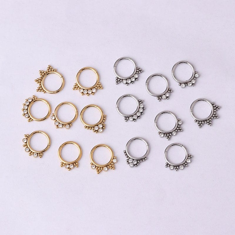 Chic Stainless Steel CZ Inlaid Nose Piercing Septum Ring Hoop