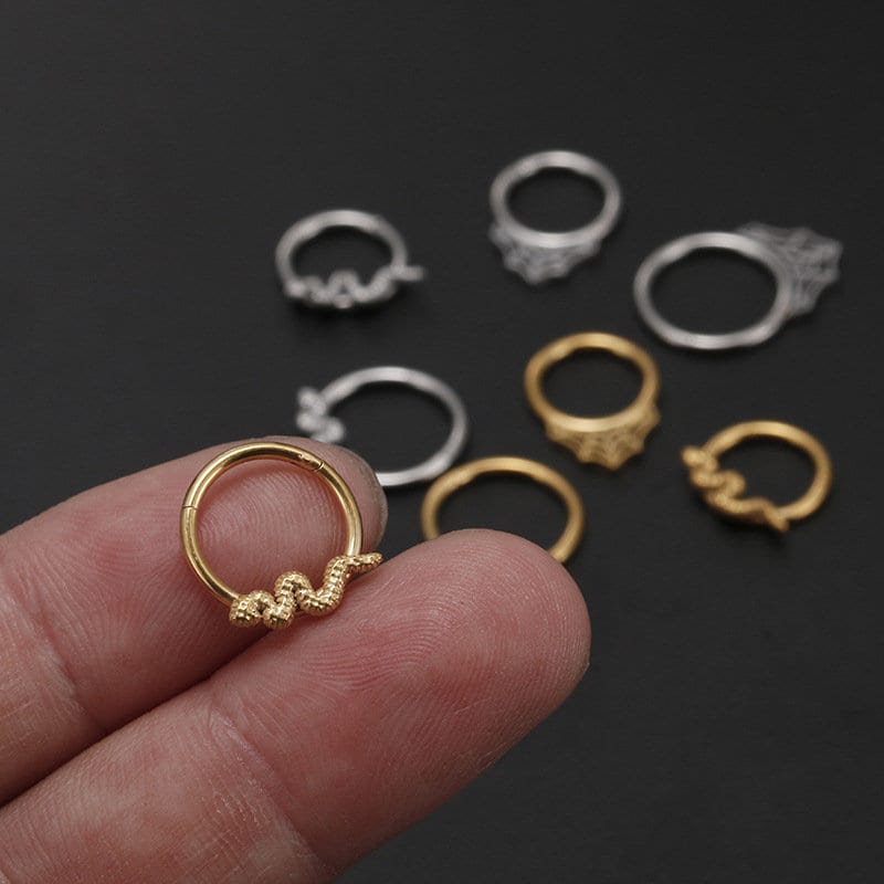 Chic Titanium Steel Snake Cobweb Nose Piercing Nose Ring