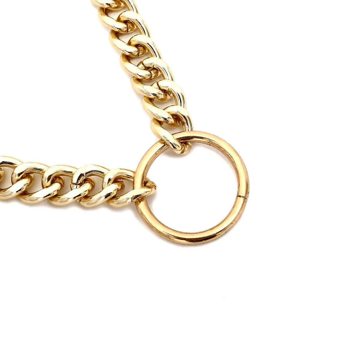 Chunky Curb Link Chain Halo Pendant Choker Necklace